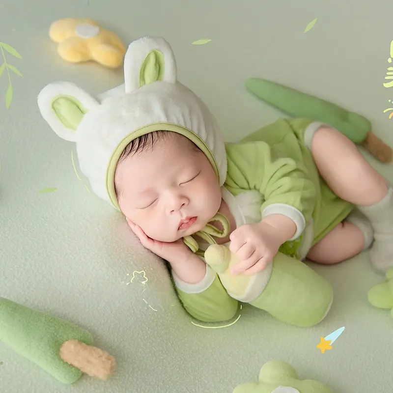 Green Furry Horse Theme Set - Newborn Photography Props - Image 4